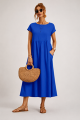 Alba-Cap Sleeve Midi Dress