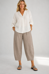 Liora-Barrel Leg Linen Pants