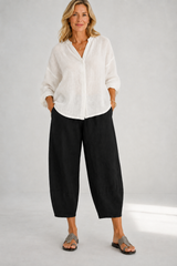 Liora-Barrel Leg Linen Pants