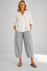 Liora-Barrel Leg Linen Pants