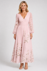 Elaria – Graceful Floral Pleated Maxi Dress