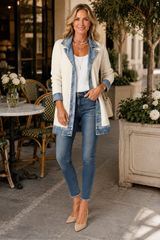 Brielle – Denim Trim Cotton Cardigan