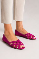 Roselle-Woven Peep Toe Flats