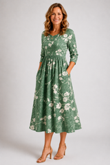 Sylvie-Sage Floral Midi Dress