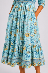 Maristella-Smocked Floral Midi Dress