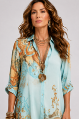 Azura-Printed Shirt Maxi Dress