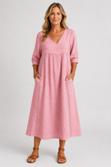 Soleya-Lace Trim Midi Dress