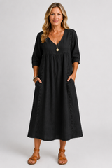 Soleya-Lace Trim Midi Dress