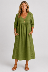 Soleya-Lace Trim Midi Dress