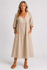 Soleya-Lace Trim Midi Dress