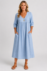 Soleya-Lace Trim Midi Dress