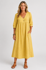 Soleya-Lace Trim Midi Dress