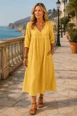 Soleya-Lace Trim Midi Dress