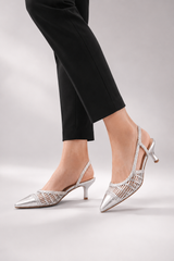Mila-Metallic Slingback Heels