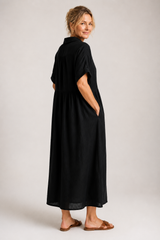 Valeria-Button Shirt Maxi Dress