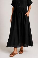 Valeria-Button Shirt Maxi Dress