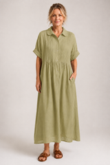 Valeria-Button Shirt Maxi Dress
