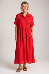 Valeria-Button Shirt Maxi Dress