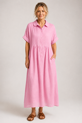 Valeria-Button Shirt Maxi Dress