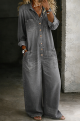 Averly - Relaxed Wide-Leg Denim Jumpsuit