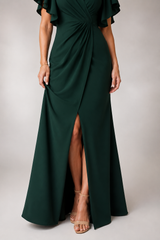 Veloria – Elegant Flutter Sleeve Maxi Dress
