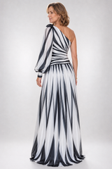 Monara – Statement Stripe One-Shoulder Maxi Dress