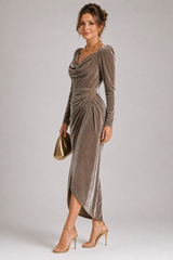 Veloura – Draped Luxe Midi Dress