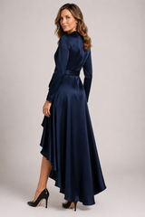 Noctara – Satin Cascade Wrap Dress