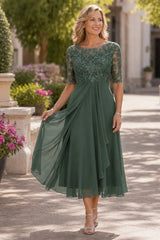 Elowara – Lace Elegance Midi Dress