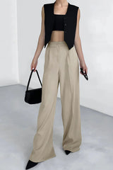 Casual Pockets Wide Leg Pants