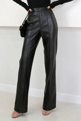 Elegant High Waist Faux Leather Pants