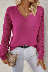 Selene – Elegant Lace Sleeve Sweater