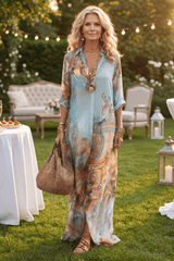 Celestine - Baroque Print Maxi Kimono Dress