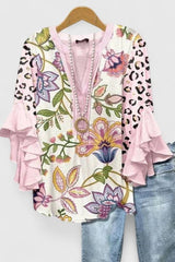 Arlisse – Bohemian Print Ruffle Blouse