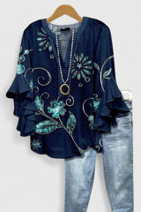 Arlisse – Bohemian Print Ruffle Blouse