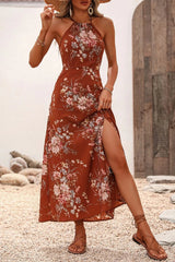 Selene – Floral Halter Maxi Dress