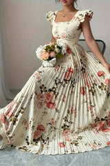 Elowen – Vintage Bloom Pleated Maxi Dress