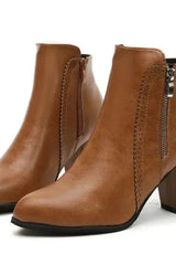 Retro Chunky Heel - Leather Boots