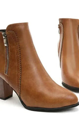 Retro Chunky Heel - Leather Boots