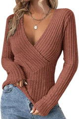 The Sienna – Ribbed Deep V Longsleeve