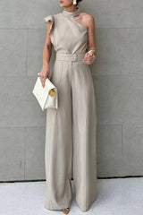 The Modern Grace – Asymmetric High-Neck Jumpsuit