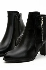 Retro Chunky Heel - Leather Boots