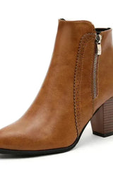 Retro Chunky Heel - Leather Boots