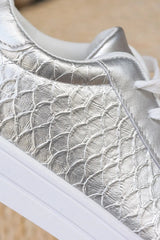 Aurielle - Metallic Luxe Lace-Up Sneakers