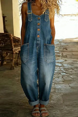 Elowen - Casual Denim Dungaree Jumpsuit