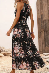 Selene – Floral Halter Maxi Dress
