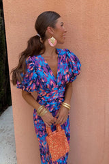 Zarelle – Vibrant Ruffle Midi Dress