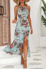 Selene – Floral Halter Maxi Dress