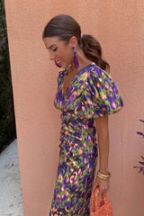 Zarelle – Vibrant Ruffle Midi Dress