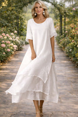 Elowra – Effortless Linen Layered Dress